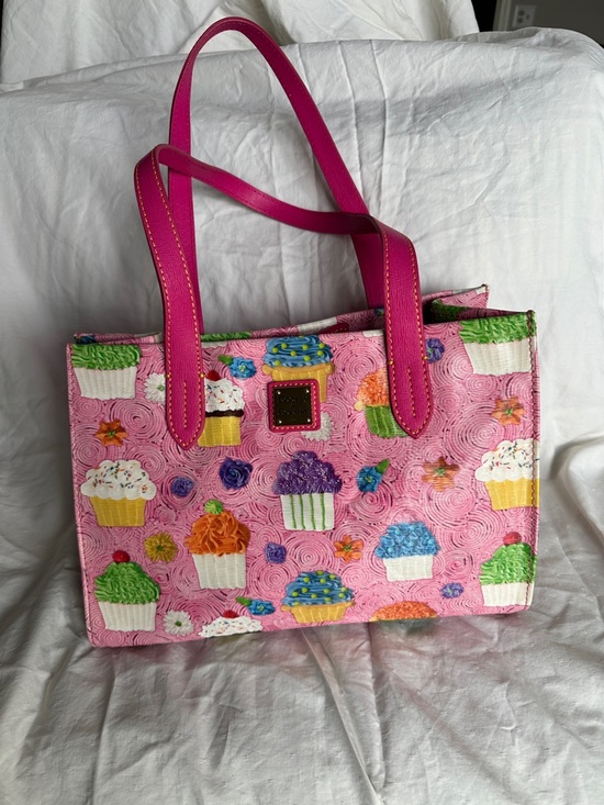 Dooney & Bourke Handbags - Pink Cupcake Print Tote Bag with Hot Pink Handles